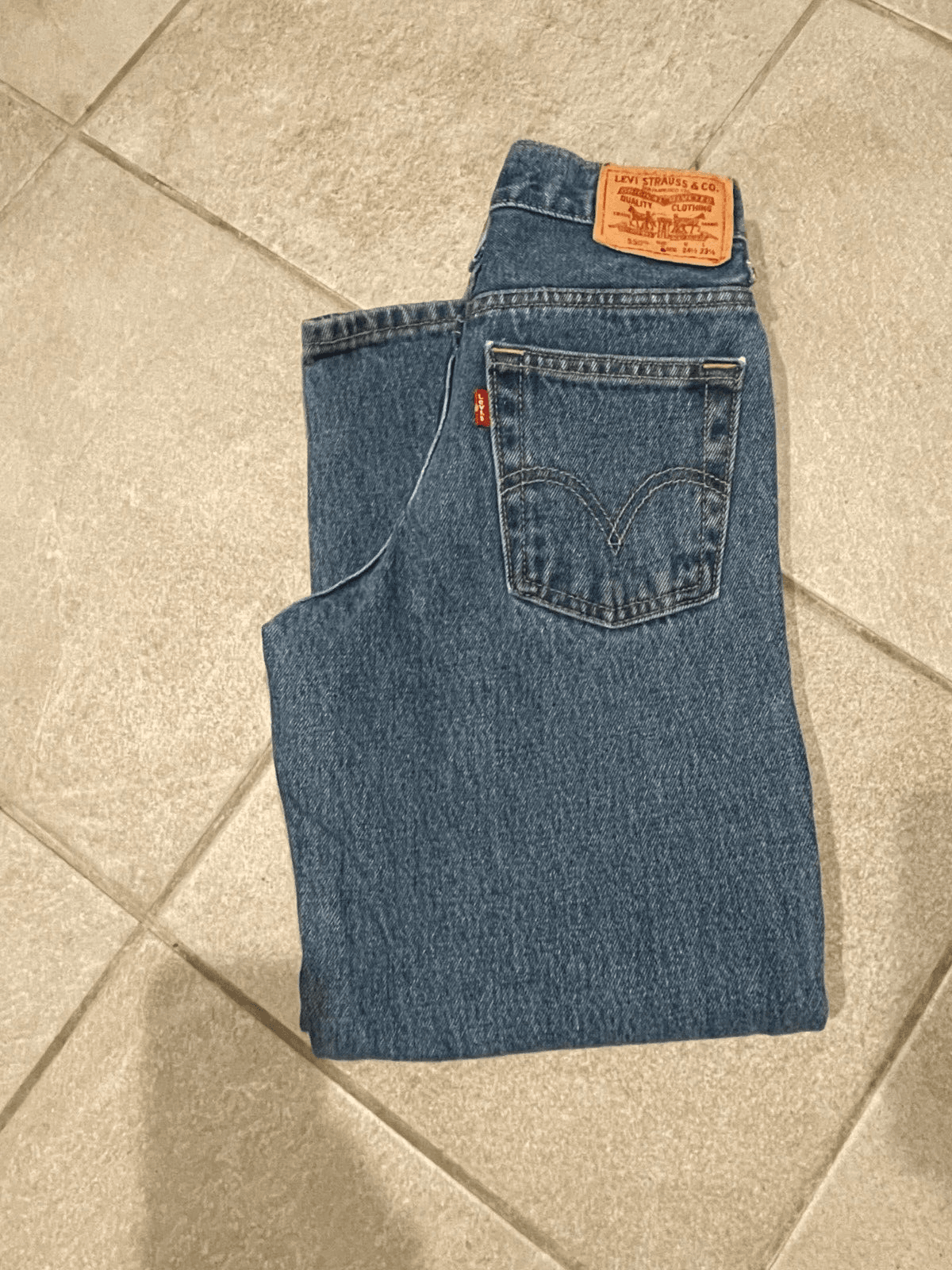 Vintage Levis 550 Jeans Kids Size 8 Relaxed Fit Denim Red Tab Pants 90s Retro - Thumbnail 9