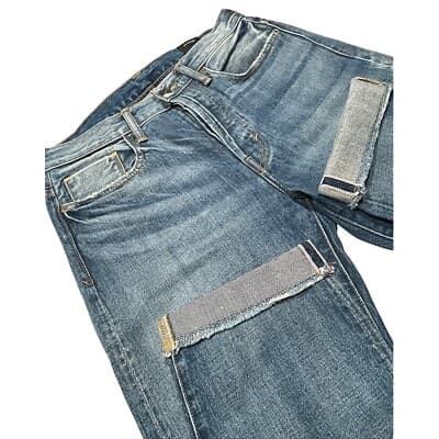 Vince Jeans Women 26 Union Slouch Distressed Crop High Rise Straight Selvedge