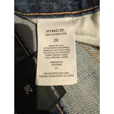 Vince Jeans Women 26 Union Slouch Distressed Crop High Rise Straight Selvedge - Thumbnail 9