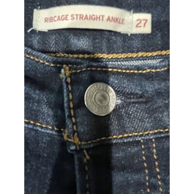 Levis Jeans Womens 27 Blue Ribcage Straight Ankle Button Fly Dark Wash Denim - Thumbnail 5
