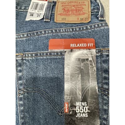 New Vintage Levis 550 Jeans Mens 38x31 Relaxed Fit Blue Medium Wash Y2K 2001 NWT - Thumbnail 3