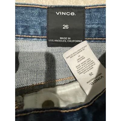 Vince Jeans Women 26 Union Slouch Distressed Crop High Rise Straight Selvedge - Thumbnail 8