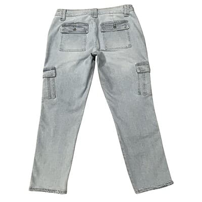 Kancan Jeans 11/29 Felicity High Rise Slim Straight Cargo Jeans Light Wash 34x27 - Thumbnail 2
