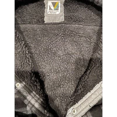 Voyager Flannel Shirt Mens Medium Black Gray Plaid Sherpa Lined Snap Up Shacket - Thumbnail 5