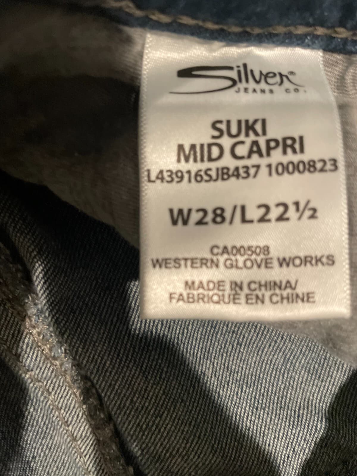 Silver Jeans Suki Mid Capri Dark Wash Blue Denim Jeans Womens Size 28x25 READ - Thumbnail 6