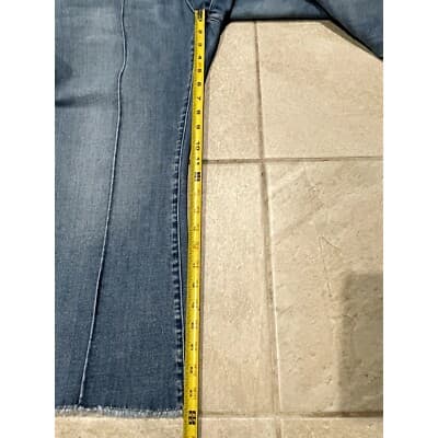 ModCloth Wide Leg Raw Hem Crop High Rise Flair Denim Jeans 34x24 Women's - Thumbnail 4