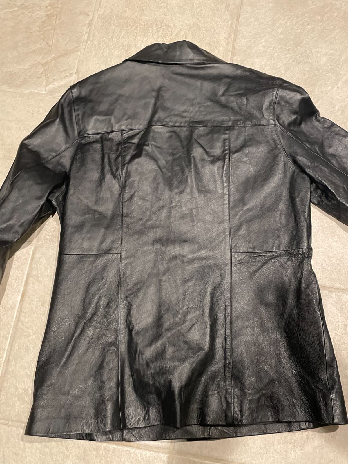 John Paul Richard Uniform Leather Sz Medium Solid Black Button Front Jacket - Thumbnail 2