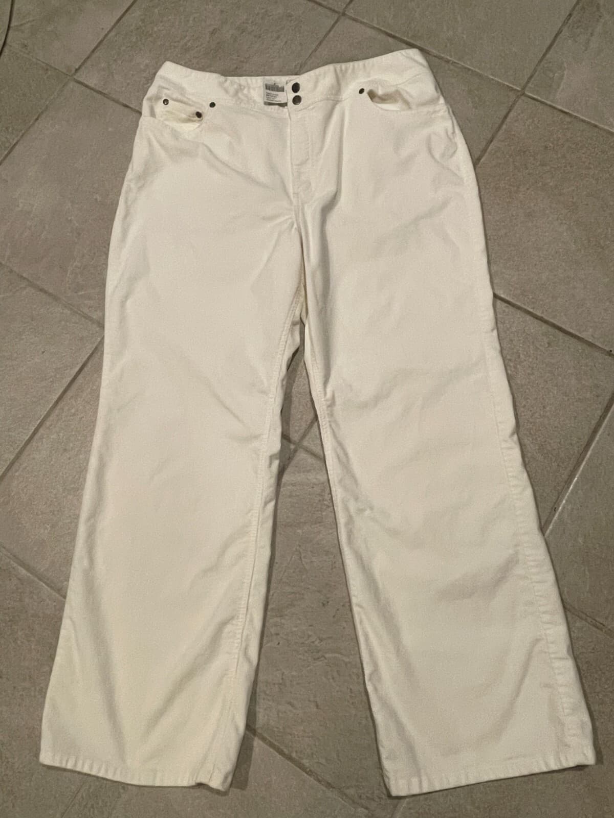 Chicos Pants Corduroy White Sz 3 High Rise Wide Leg 36x29 Measured Office