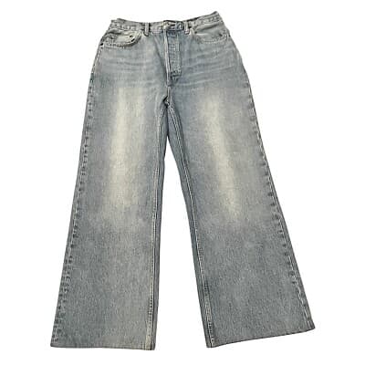 Re/Done Womens Jeans 70s Ultra High Rise Wide Leg 60s Fade Wash Button Fly 30