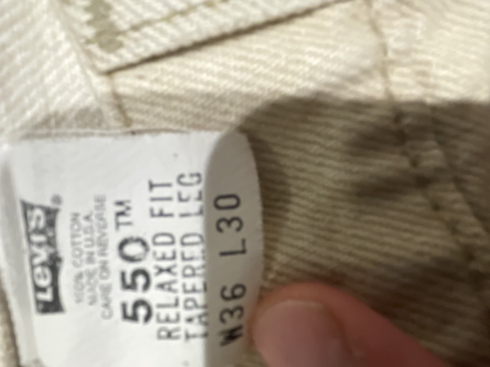 VTG LEVIS 550 Orange-Tab Jeans Tag 36x30 Fits 34x30 Beige 80s Rare Made In USA - Thumbnail 5