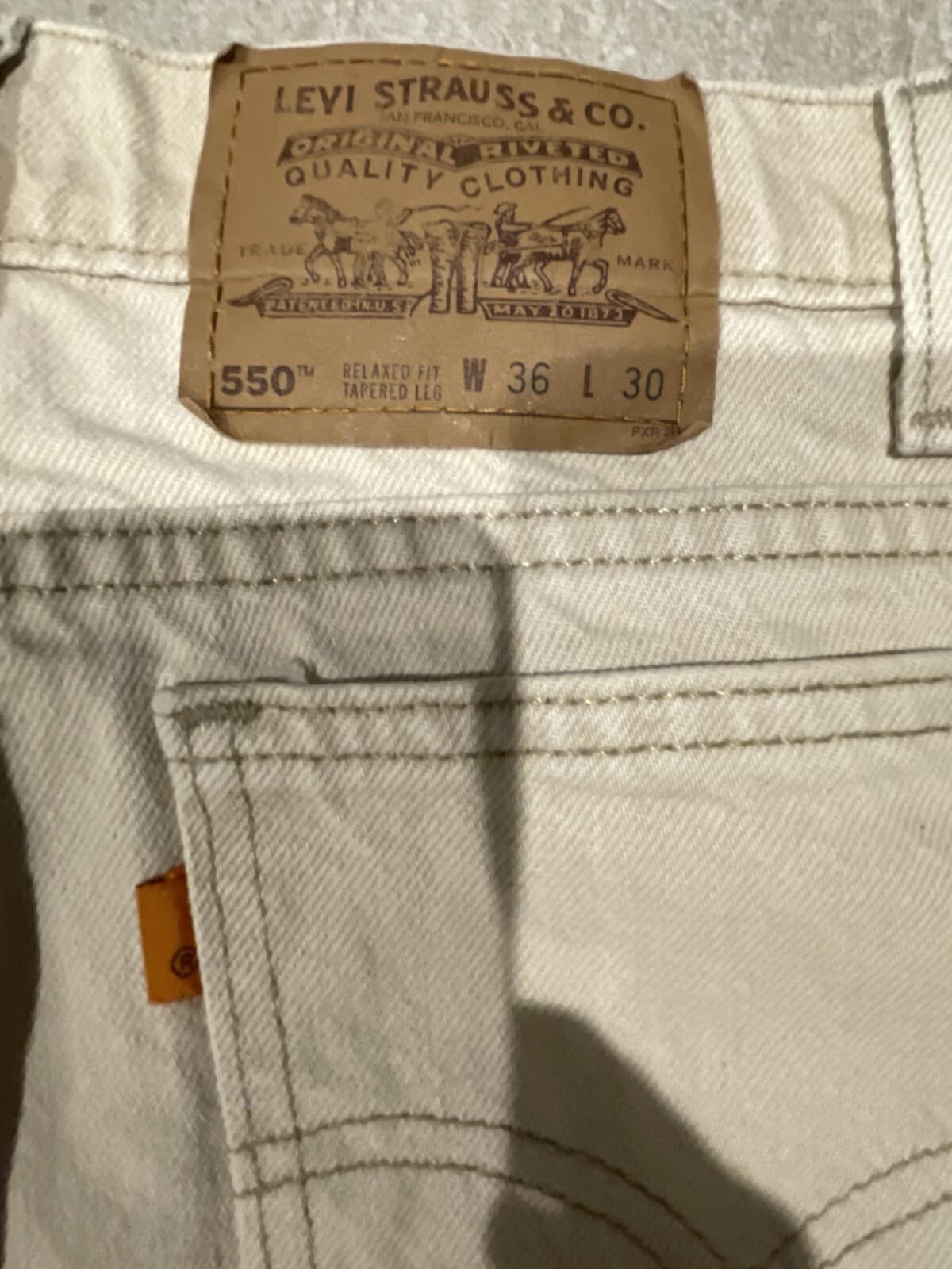 VTG LEVIS 550 Orange-Tab Jeans Tag 36x30 Fits 34x30 Beige 80s Rare Made In USA - Thumbnail 7