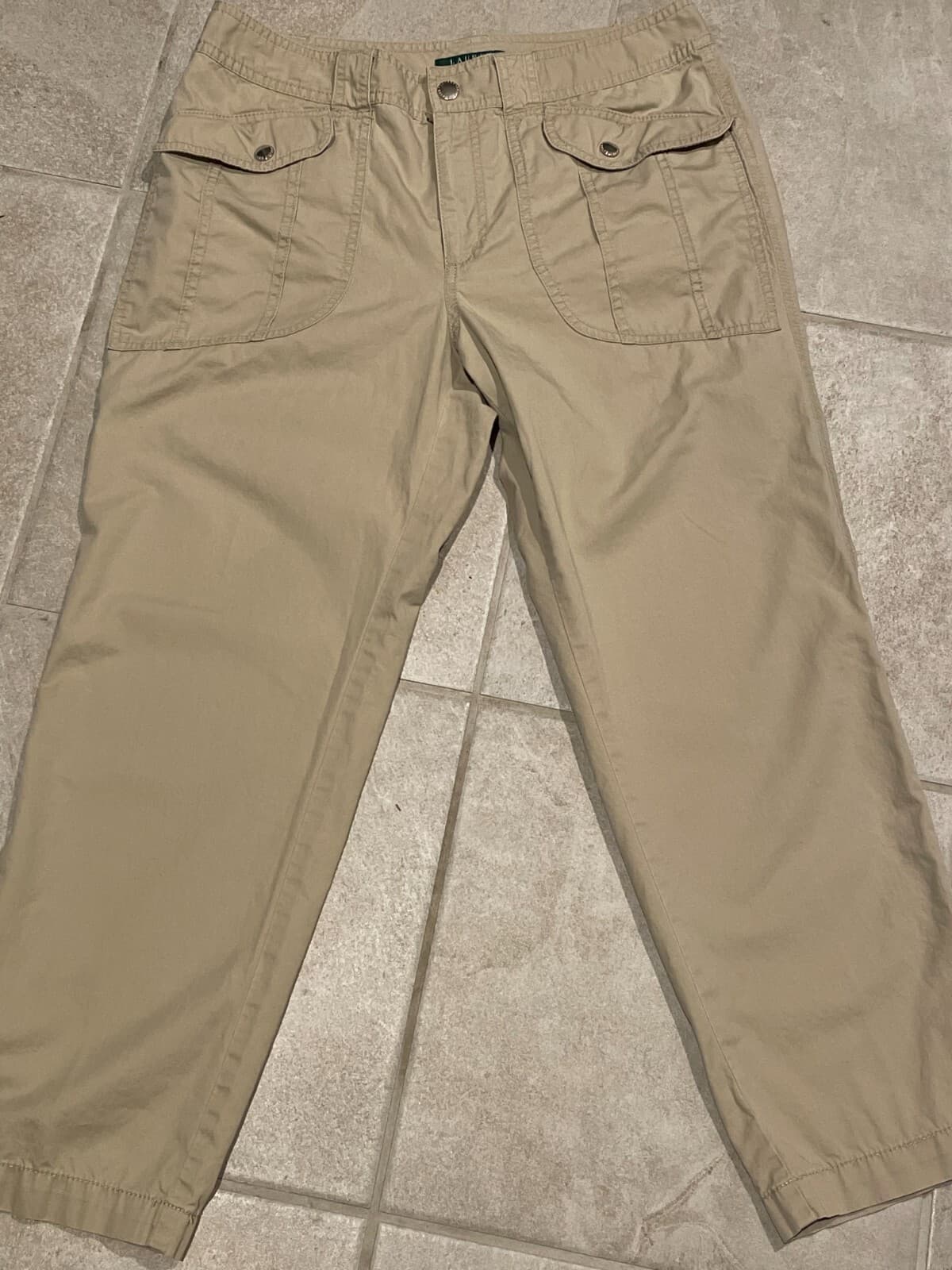Lauren Ralph Lauren Pants Womens 8 Tan Khaki Crop Cargo Pockets Utility Cotton