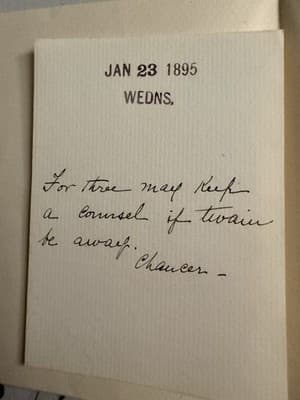Ephemera 1950’s Christmas Card Angel Tree w/ 1895 Handwritten Chaucer quote - Thumbnail 6