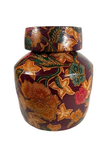 Vintage Decoupage Terracotta Jar With Flower and Leaf Design