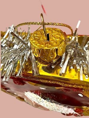 Vintage Glass Santa Ornament Square Double Sided Mercury Style Tinsel - Thumbnail 6