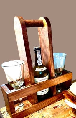 Vintage Handmade Wooden Wine Caddy With Three Openings. Picnic, Beach, Decor - Thumbnail 3