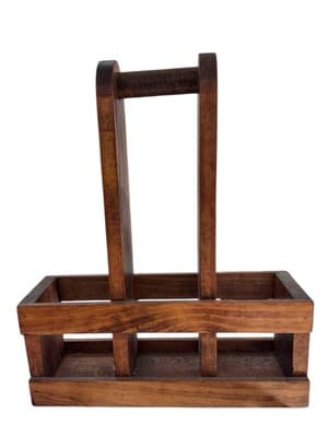 Vintage Handmade Wooden Wine Caddy With Three Openings. Picnic, Beach, Decor - Thumbnail 2