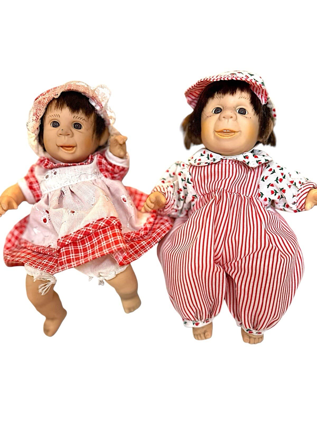 Set of 2, Gi-Go Toys My Pals Bean Bag Plush Boy Girl Baby Dolls Pair, Vintage