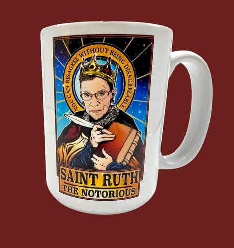Ruth Bader Ginsburg Ceramic Coffee Mug “ Saint Ruth” The Notorious RBG - Thumbnail 4