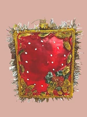 Vintage Glass Santa Ornament Square Double Sided Mercury Style Tinsel - Thumbnail 5