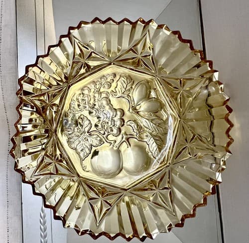 MidCentury Modern Sawtooth Edge Depression Glass Federal Pioneer Amber Plate