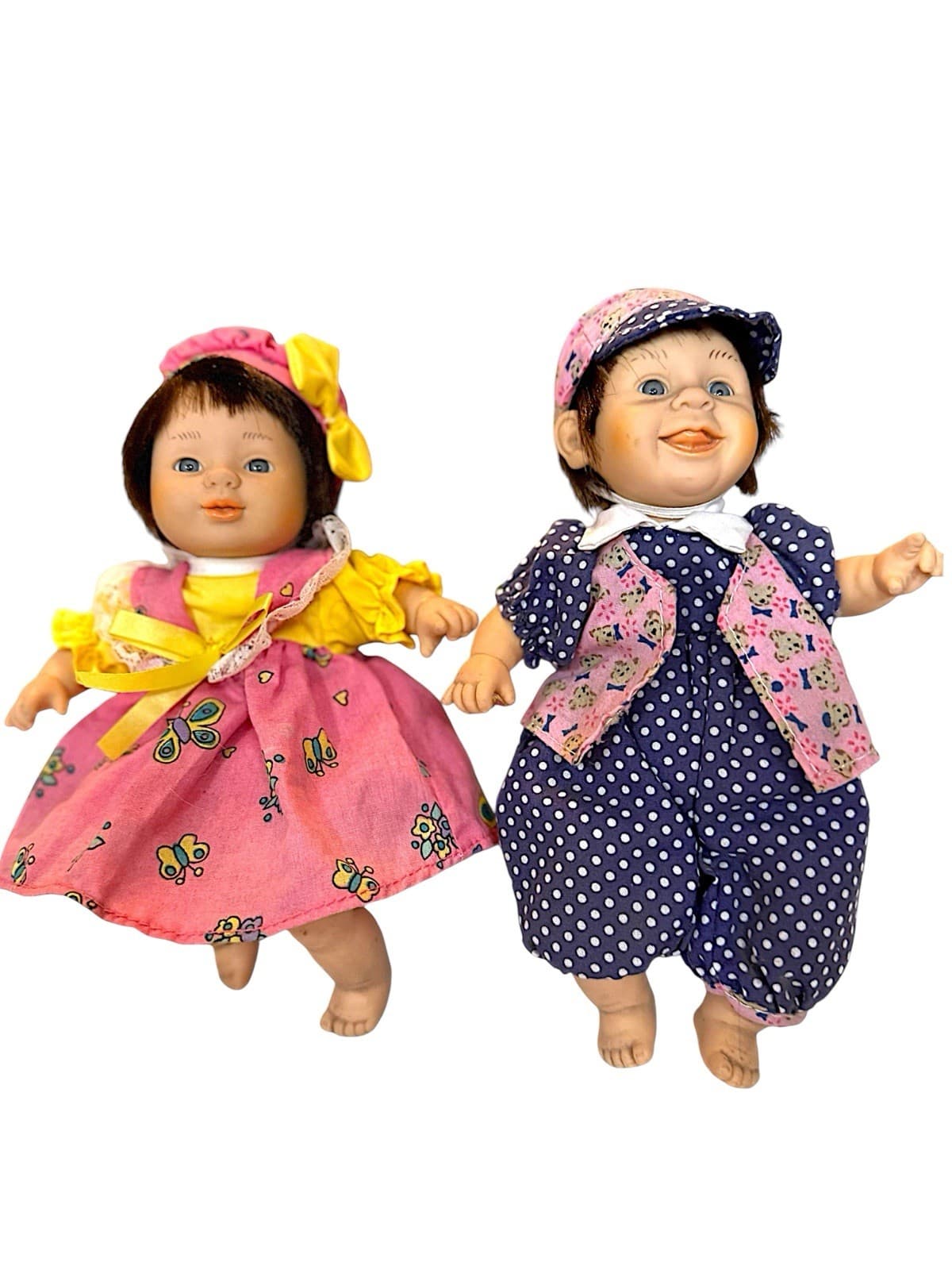 Set of 2, Gi-Go Toys My Pals Bean Bag Plush Boy Girl Baby Dolls Pair, Vintage