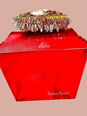Vintage Glass Santa Ornament Square Double Sided Mercury Style Tinsel - Thumbnail 9