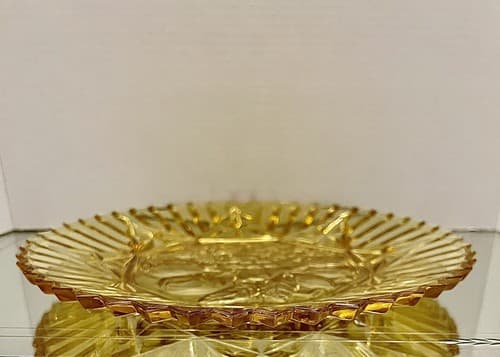 MidCentury Modern Sawtooth Edge Depression Glass Federal Pioneer Amber Plate - Thumbnail 3