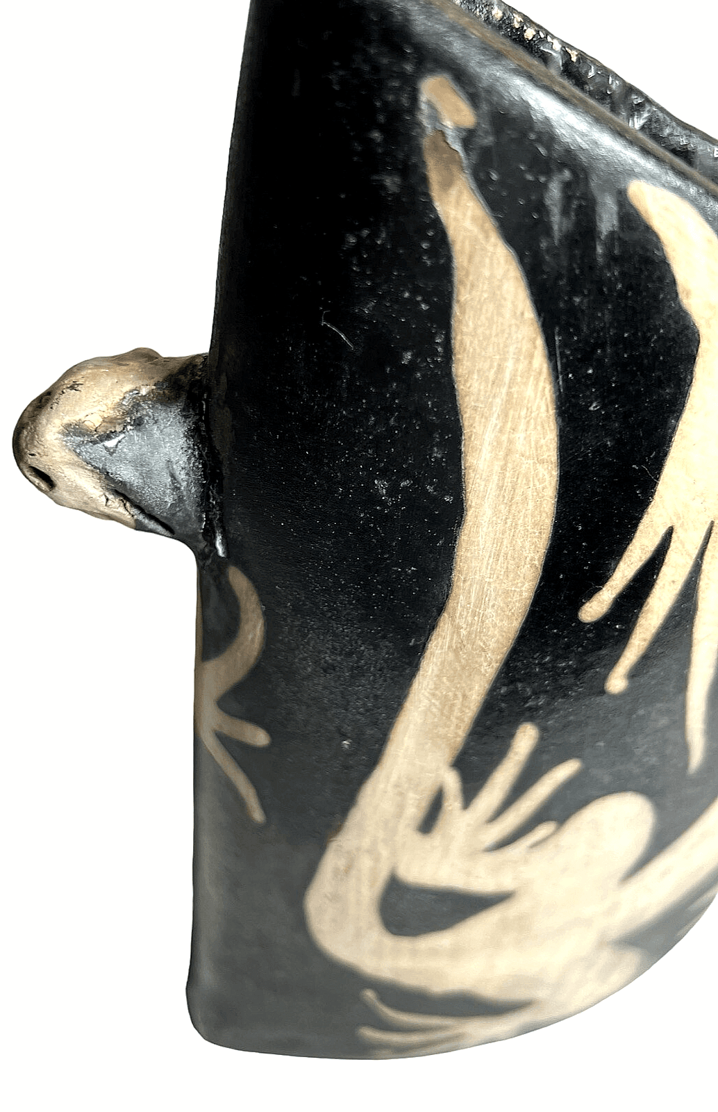 Rare Lenca Vase Indigenous Vtg Blackware Pottery 8” Tall Black /Cream - Thumbnail 2