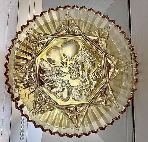 MidCentury Modern Sawtooth Edge Depression Glass Federal Pioneer Amber Plate - Thumbnail 2