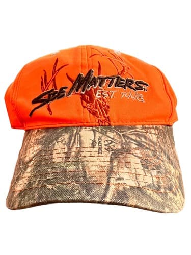 Size Matters Hat Cap Adjustable Orange/ Camo Outdoors Mens