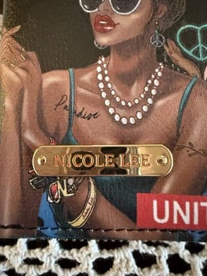 Nicole Lee BLM UNITY Wallet Card Case Zip Around Keychain Black Blue Polka Dot - Thumbnail 2
