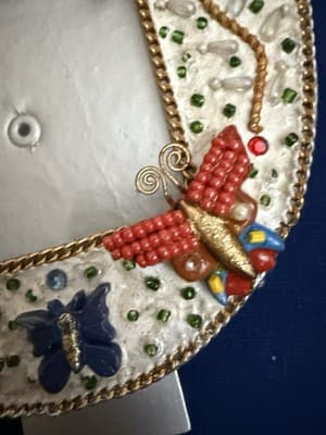 Mary Frances Beaded Butterfly Picture Frame – Handcrafted Whimsical Decor - Thumbnail 5