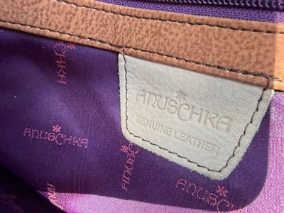 Anuschka Hand Painted Leather Satchel Purse Rose Butterfly Floral Bag - Thumbnail 10