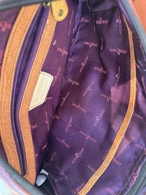 Anuschka Hand Painted Leather Satchel Purse Rose Butterfly Floral Bag - Thumbnail 9