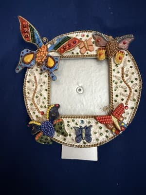 Mary Frances Beaded Butterfly Picture Frame – Handcrafted Whimsical Decor