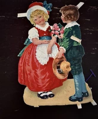 Antique Victorian Die Cut Paper Dolls Lot of 3 Couples Lithograph Scrap Germany - Thumbnail 4