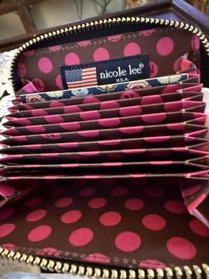 Nicole Lee BLM UNITY Wallet Card Case Zip Around Keychain Black Blue Polka Dot - Thumbnail 6