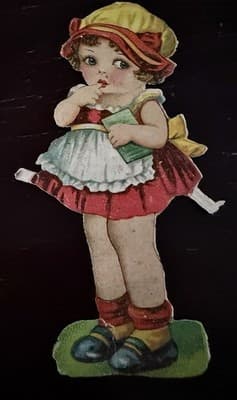 Antique Victorian Die Cut Paper Dolls Lot of 5 Children Lithograph Scrap Germany - Thumbnail 5