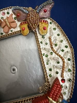 Mary Frances Beaded Butterfly Picture Frame – Handcrafted Whimsical Decor - Thumbnail 4