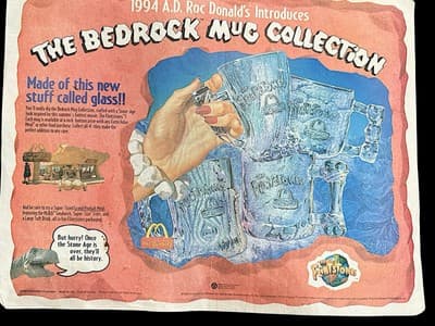 1994 McDonald’s Flintstones Bedrock Mug Set (4) + RocDonald’s Bag & 5 Placemats - Thumbnail 6