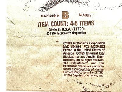 1994 McDonald’s Flintstones Bedrock Mug Set (4) + RocDonald’s Bag & 5 Placemats - Thumbnail 4