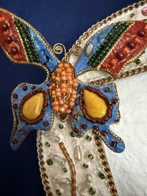 Mary Frances Beaded Butterfly Picture Frame – Handcrafted Whimsical Decor - Thumbnail 2