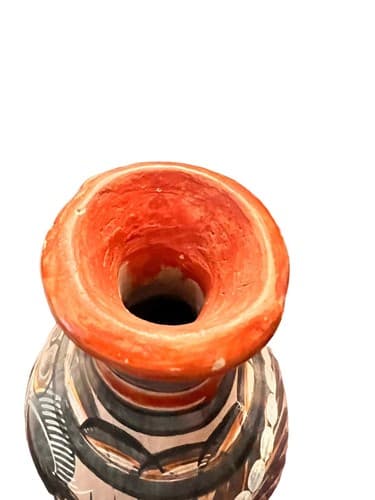 TONALA VASE Burnished Clay Mexican Folk Art Pottery Flowers Floral 8" Tall - Thumbnail 4
