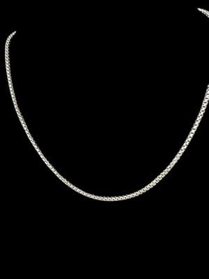 20” Italian Box Chain Necklace Rhodium Over 925 Sterling Silver Lobster Clasp - Thumbnail 3