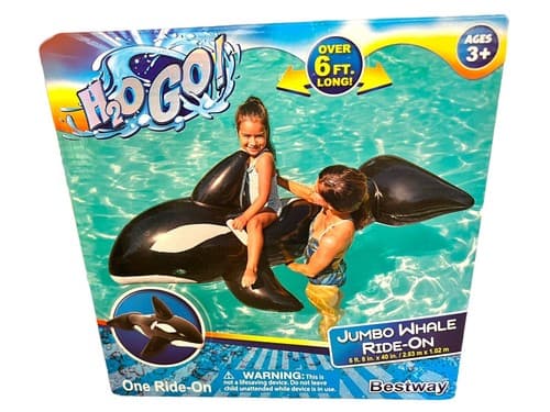 Jumbo Whale Inflatable Ride-On Water Pool Toy By Bestway H2OGO 80x40 BRAND NEW!