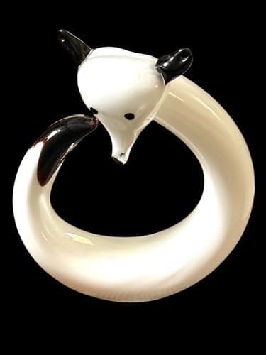 Arctic White Fox Art Glass Sculpture Figurine Stylized 5.75"