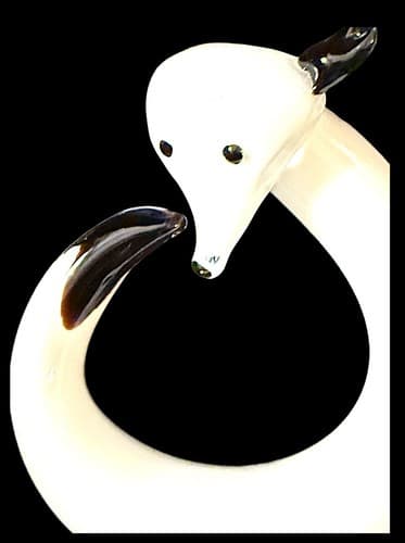 Arctic White Fox Art Glass Sculpture Figurine Stylized 5.75" - Thumbnail 4