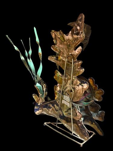 MCM Metal Fish Plants Under the Sea Sculpture 16” Tall Freestanding Home Decor - Thumbnail 2