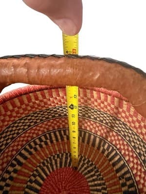 Large Ghana Bolga Basket 17” Handwoven Market Tote Fair Trade Leather - Thumbnail 8